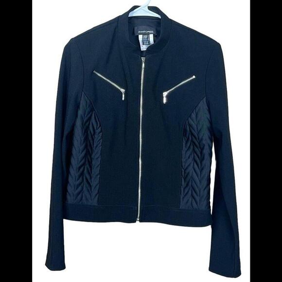 Frank Lyman Black Collared Jacket Quilted Accents Zippers‎ Sz 8 - Picture 1 of 4
